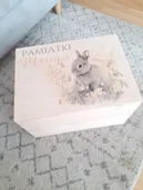 Pamiątka Chrztu Świętego - KRÓLICZEK pojemnik na zabawki skrzyneczka kuferek wspomnien - miniaturka - grafika 1