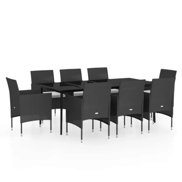 Zestaw mebli ogrodowych czarny, stół 200x100x74 cm, krzesła 53x58x84 cm