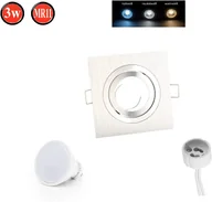 Żarówki LED - Reflektor wpuszczany Obrotowy 35° GU10 Ø86mm Otwór wiercony aluminium z GU10 5W Ciepła biała żarówka LED 350 lumenów Srebrny Kątowy - miniaturka - grafika 1