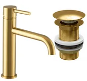 Baterie umywalkowe - Bateria Umywalkowa Złota Roy + Korek Bez Przelewu - miniaturka - grafika 1