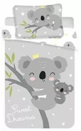 Pościel dla dzieci - Jerry Fabrics Pościel bawełniana 100x135 Miś Koala gwiazdki 7554 biała szara dziecięca do łóżeczka Sweet Deams poszewka 40x60 - miniaturka - grafika 1