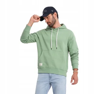 Bluza męska dresowa z kapturem wygodna zielona V3 OM-SSBN-0177 rozmiar S - Bluzy męskie - miniaturka - grafika 1