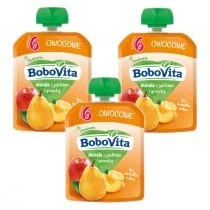 BoboVita Mus morele z jabłkiem i gruszką po 6 miesiącu  Zestaw 3 x 80 g - Desery dla dzieci - miniaturka - grafika 1