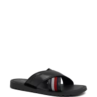 Klapki i japonki męskie - Tommy Hilfiger Skórzane klapki HILFIGER CRISS CROSS SANDAL - grafika 1