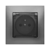 Wyłączniki światła i elektryczne - LEDart ELEKTRO - PLAST pojedyncze z uziemieniem z klapką 2P + Z CARLA grafitowy ELEKTRO - PLAST - miniaturka - grafika 1