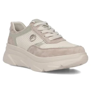 Sneakersy damskie buty na platformie skórzane beżowe Filippo DP6108-41 - Sneakersy damskie - miniaturka - grafika 1