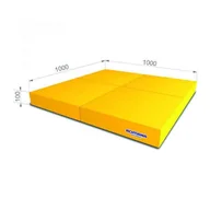 Maty do ćwiczeń - Małpiszon, materac gimnastyczny Kometa 100x100x10 czteroczęściowy żółty - miniaturka - grafika 1