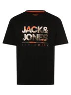 Koszulki męskie - Jack & Jones Koszulka męska - JJLuke Mężczyźni Bawełna czarny nadruk, S - miniaturka - grafika 1