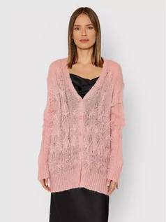 Swetry damskie - TWINSET Kardigan 212LL3HNN Różowy Regular Fit - grafika 1