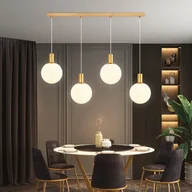 Lampy sufitowe - ZMH Wisząca lampa jadalnia żyrandol 4 płomienie E27 złoty-biały żyrandol sypialnia hotelowa - miniaturka - grafika 1