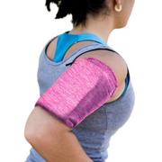 Etui i futerały do telefonów - Elastyczny materiałowy armband opaska na ramię do biegania fitness S różowa - miniaturka - grafika 1