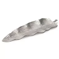 Tace i patery - Patera Dekoracyjna Z Metalu Liść Sara 55X19X4 Srebrna - miniaturka - grafika 1
