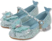 Buty dla dziewczynek - Błyszczące Pantofelki Balerinki Buciki Wizytowe Dla Dziewczynki Lodowe Błękitne R.31 - miniaturka - grafika 1