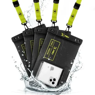 Peli 4-pak morskich etui na telefon wodoodporne IP68 (rozmiar XL) pływające wodoodporne etui na telefon iPhone 16 Pro Max/iPhone 15 Pro/14 Pro/13/12/S24 - odpinana smycz - czarne/żółte Hi-Vis - Etui i futerały do telefonów - miniaturka - grafika 1