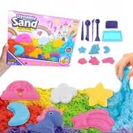 Masy plastyczne - Piasek kinetyczny zestaw foremki do piasku jednorożec kreatywny tęncza 500g - miniaturka - grafika 1