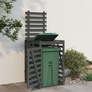 Obudowa kosza na śmieci, szara, 84x90x128,5 cm, drewno sosnowe Lumarko! - Kosze na śmieci - miniaturka - grafika 4
