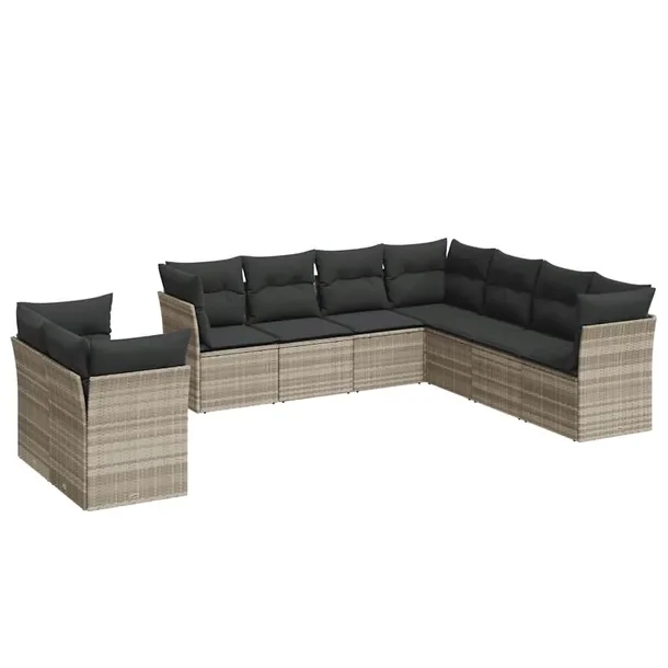 Zestaw wypoczynkowy rattan PE jasnoszary 55x62x69 cm