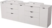 Szafki łazienkowe - Biała matowa szafka łazienkowa z dwiema umywalkami 210 cm Liv 2 Victa  - miniaturka - grafika 1