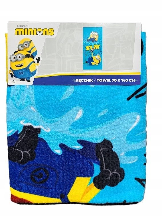 Minions Ręcznik plażowy 100% bawełna 70x140cm niebieski