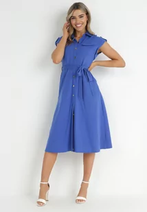 Niebieska Sukienka Koszulowa Phinitrite - Sukienki - miniaturka - grafika 1