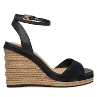 Espadryle damskie - Espadryle Tommy Hilfiger Leather & Suede High Wedge Espad FW0FW08803 Czarny - miniaturka - grafika 1