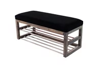 Ławki do przedpokoju - Ławka na buty LPG-5 135cm EMRAWOOD drewno lite kolor popiel siedzisko gładkie kolor czarny - miniaturka - grafika 1