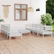 Meble ogrodowe - vidaXL 9-cz zestaw wypoczynkowy do ogrodu biały drewno sosnowe 3082518 - miniaturka - grafika 1