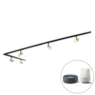 Lampy sufitowe - QAZQA Inteligentny system szynowy czarny ze złotymi 1-fazowymi 5 światłami w tym Wi-Fi GU10- Jeana - miniaturka - grafika 1