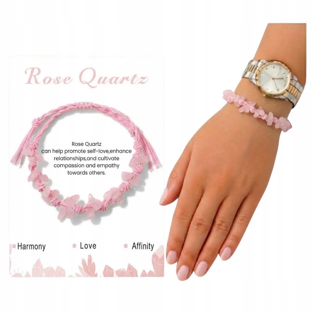 Kwarc Różowy Bransoletka Z Kamieni Naturalnych Na Sznurku