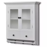 Szafki kuchenne - vidaXL Wisząca szafka kuchenna w kolorze białym, przeszklone drzwi - miniaturka - grafika 1