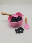 Miseczki i talerzyki dla dzieci - Zestaw Miseczka z przyssawką łyżka widelec BLW SILIKON PREZENT DZIEŃ DZIECKA - miniaturka - grafika 1