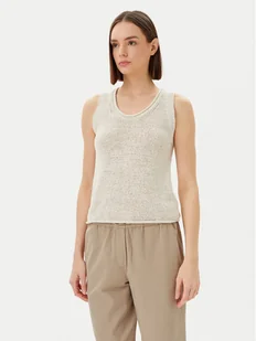 Marc O'Polo Top 503 5136 63029 Beżowy Slim Fit - Koszulki i topy damskie - miniaturka - grafika 1