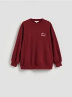 Bluzy damskie - Reserved - Bawełniana bluza z haftem - bordowy - miniaturka - grafika 1