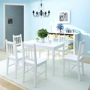vidaXL Zestaw mebli do jadalni 7 elementów drewno sosnowe białe - Stoły z krzesłami - miniaturka - grafika 1