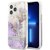 Etui i futerały do telefonów - Guess GUHCP13XLFLSU iPhone 13 Pro Max 6,7" fioletowy/purple hardcase Flower Liquid Glitter GUE001939-0 - miniaturka - grafika 1