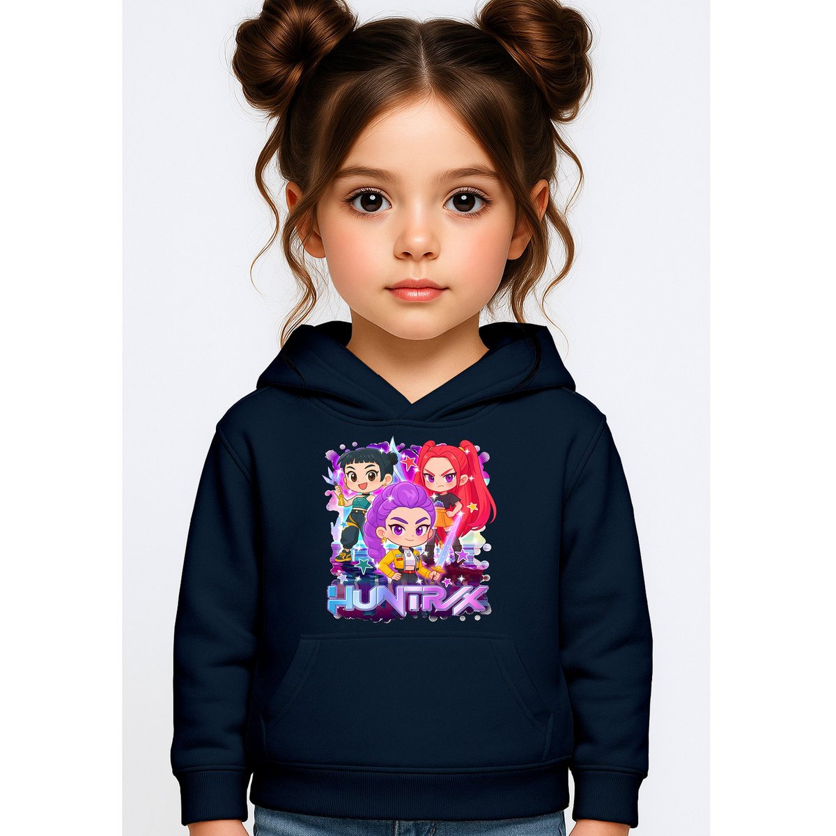 BLUZA DZIECIĘCA KPOP DEMON HUNTERS HUNTRIX 110-116 Z KAPTUREM BAWEŁNIANA