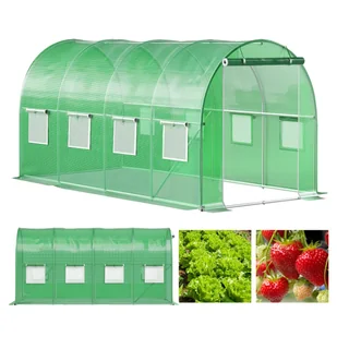 Tunel ogrodowy foliowy szklarnia folia 6x3x2m 18m² zielony - Szklarnie ogrodowe - miniaturka - grafika 1