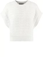 Swetry damskie - Taifun Damski sweter z wyciętymi ramionami, sweter bez rękawów, rękaw 3/4, kołnierz polo, jednokolorowy, białawy, 40 - miniaturka - grafika 1