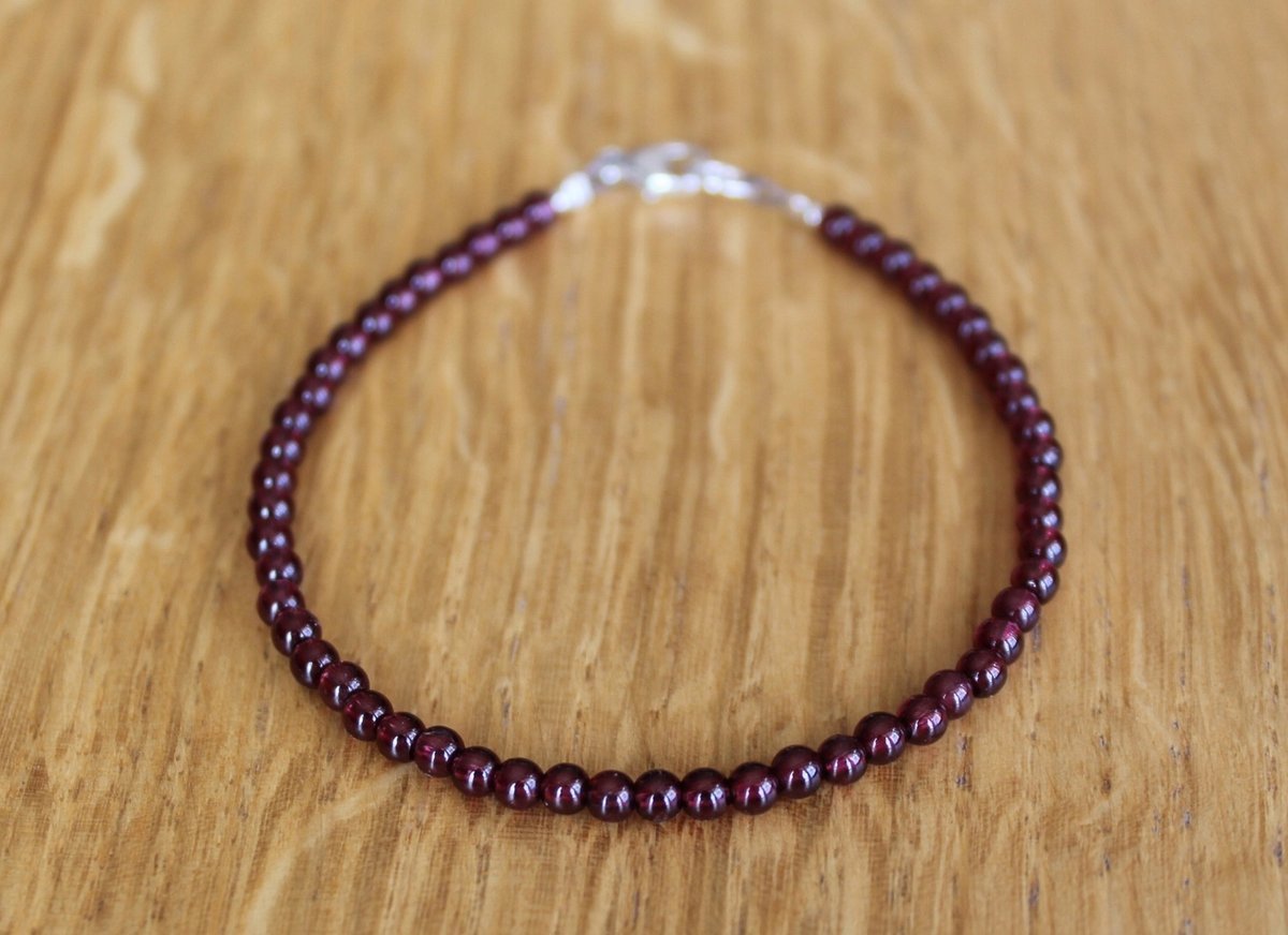 Bransoletka naturalny GRANAT PYROP kule 3,0mm agalag, bez marki, AG00000816