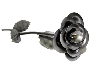 Metalowa figurka-stojak Srebrna róża - Figurki dekoracyjne - miniaturka - grafika 1