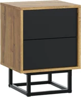 Szafki nocne - Szafka Nocna 55cm Loft ONE FURNITURE Laminat Dębowy & Czarny - miniaturka - grafika 1