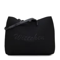 Torebki damskie - Duża torebka shopper z elementami ekoskóry czarna - miniaturka - grafika 1