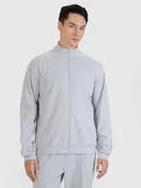 Bluzy męskie - 4F Bluza treningowa rozpinana bez kaptura męska - szara L - miniaturka - grafika 1