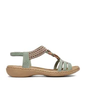 Sandały damskie - Sandały Rieker CEO-61855-52 Zielony jasny - miniaturka - grafika 1