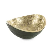 Tace i patery - Misa dekoracyjna metalowa PEDRO 14X14X6 ciemnozielona + złota - miniaturka - grafika 1