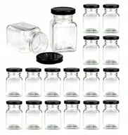 Pojemniki kuchenne - 18x pojemniki słoiki słoiczki na przyprawy 150 ml z czarną zakrętką fi 53 - miniaturka - grafika 1