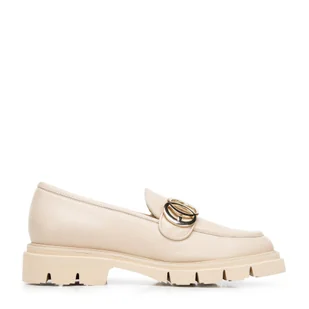 Damskie mokasyny skórzane ze sprzączką na grubej podeszwie jasny beż - Wittchen - Mokasyny damskie - miniaturka - grafika 1