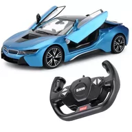 Zabawki zdalnie sterowane - Samochód Zdalnie Sterowany Bmw I8 Niebieski 1:14 2,4Ghz Rastar - miniaturka - grafika 1