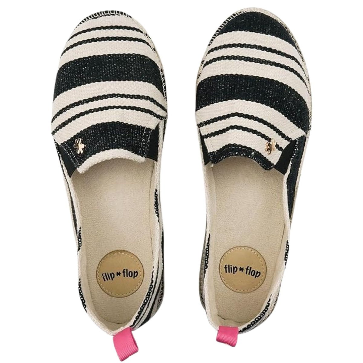 Buty damskie Flip Flop Espadrilles Striped czarno-białe espadryle-42