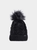 Czapki dla dzieci - 4F Czapka zimowa dziewczęca - czarna Uniwersalny - miniaturka - grafika 1